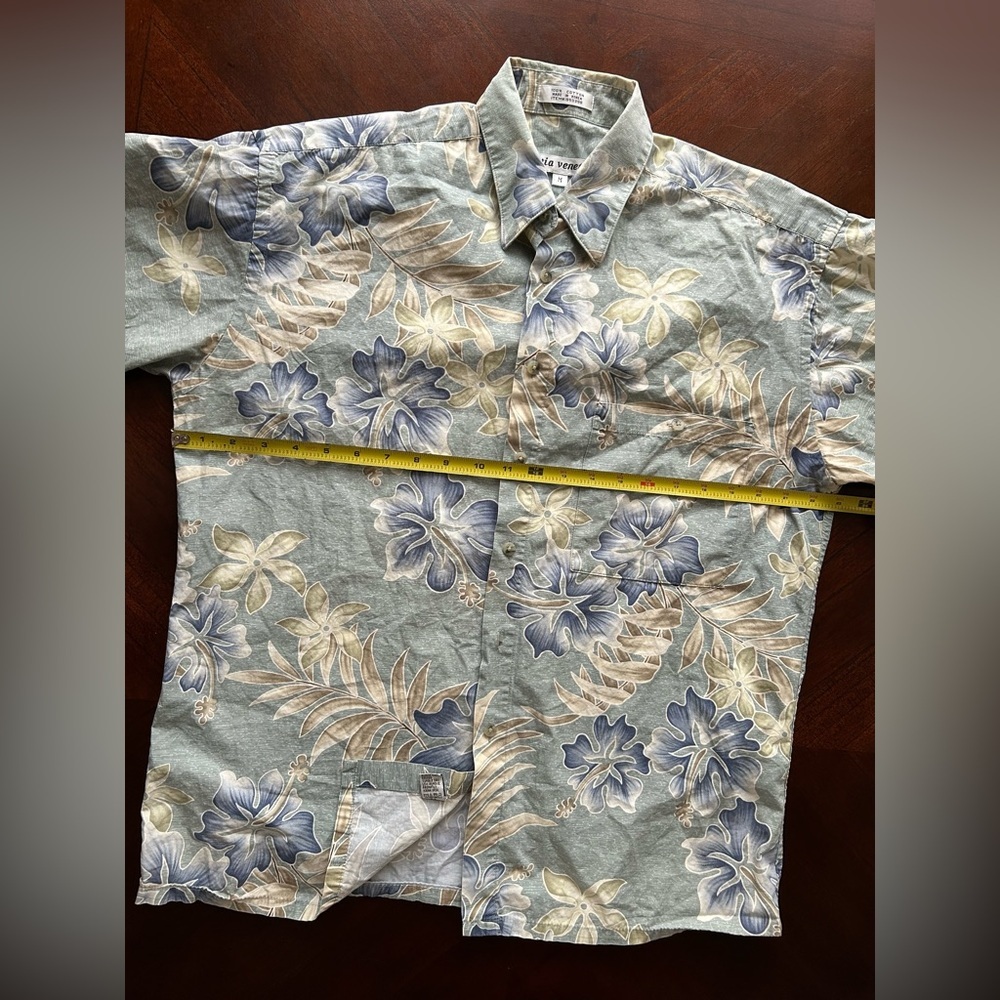 VIA VENETO Floral Blue and Beige Men's Shirt SIZE M 100% cotton - Picture 5 of 6